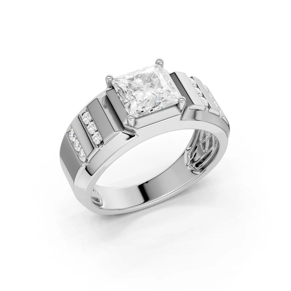 Men's Lab Grown Diamond Ribbed Wedding Band in 10K White Gold (2 1/7 ct. tw.) – Image 2 of 4