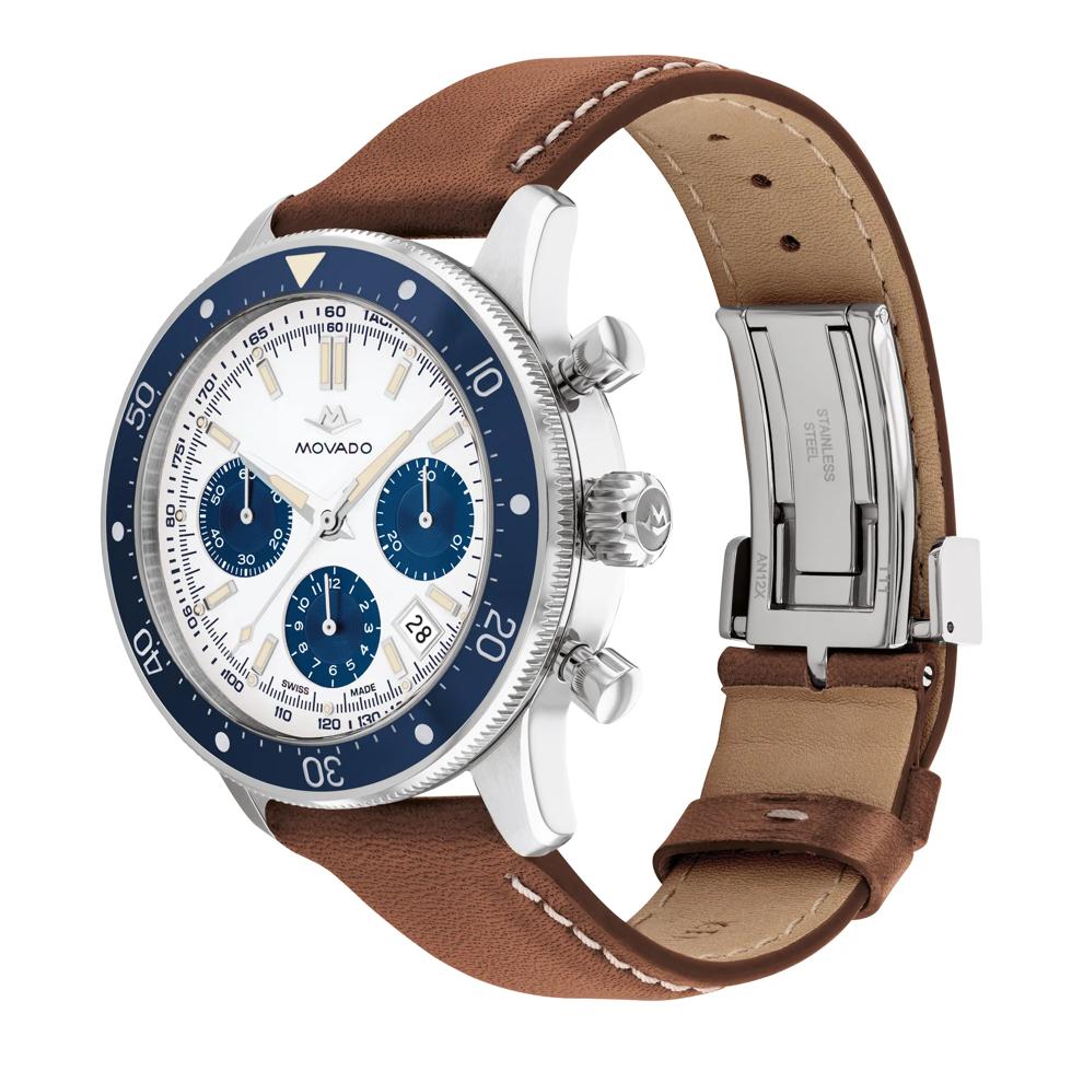 Men's Alta Super Sub Sea Chronograph Watch in Brown Leather – Image 2 of 3
