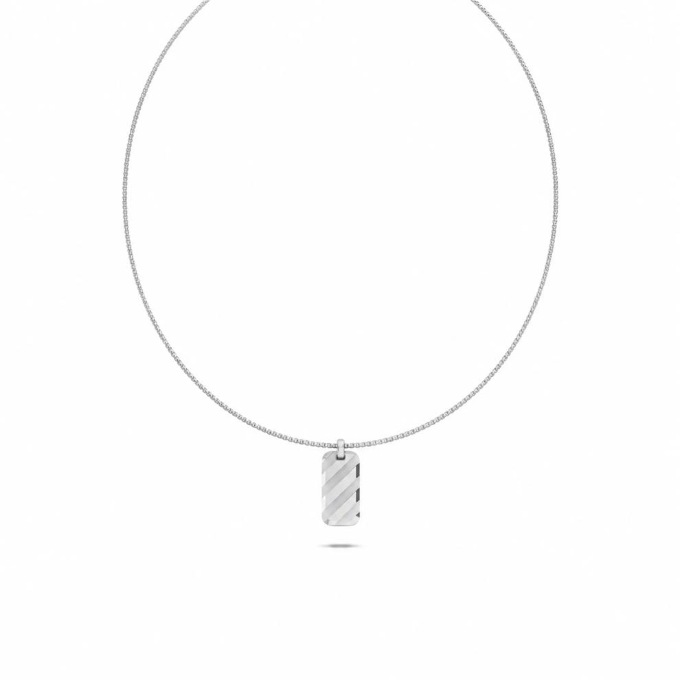 Men's Striped Design Dog Tag Pendant Necklace in Vermeil – Image 6 of 9