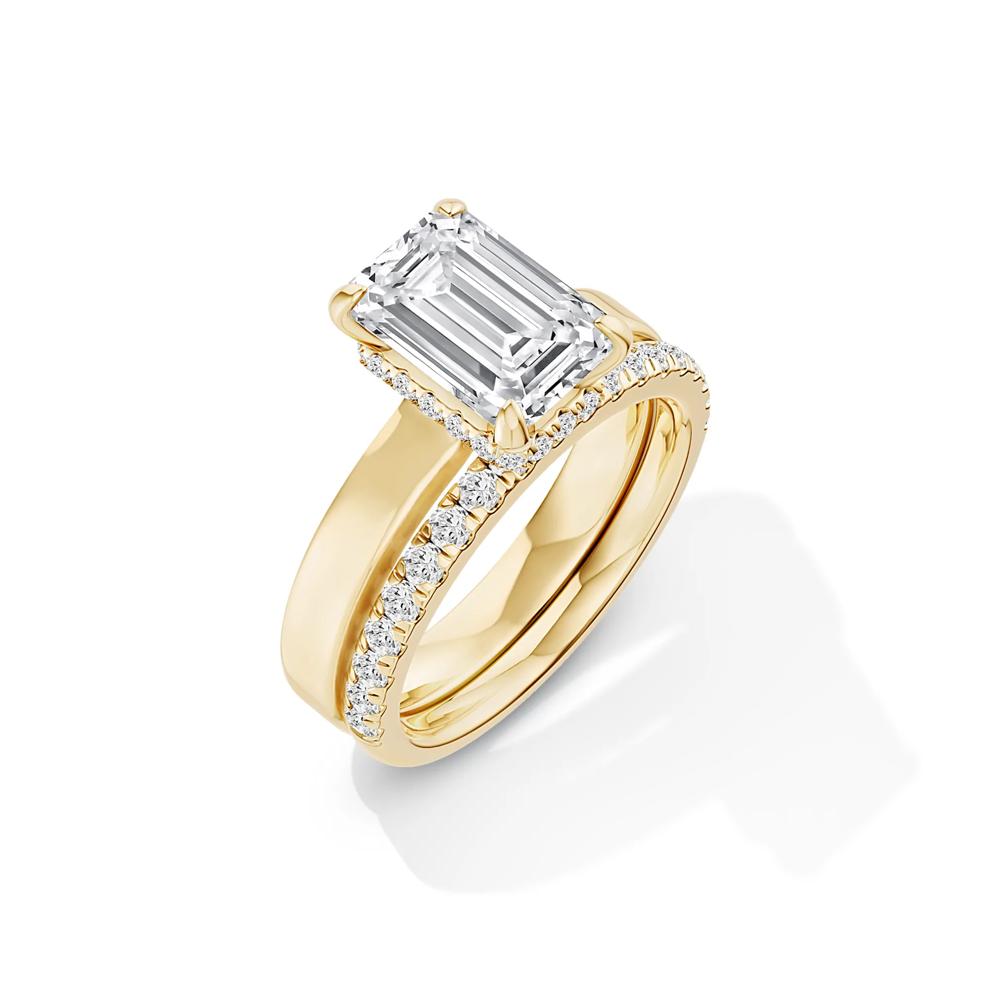 Lab Grown Diamond Emerald-Cut Center Engagement Set in 14K Yellow Gold (4 ct. tw.) – Image 3 of 6