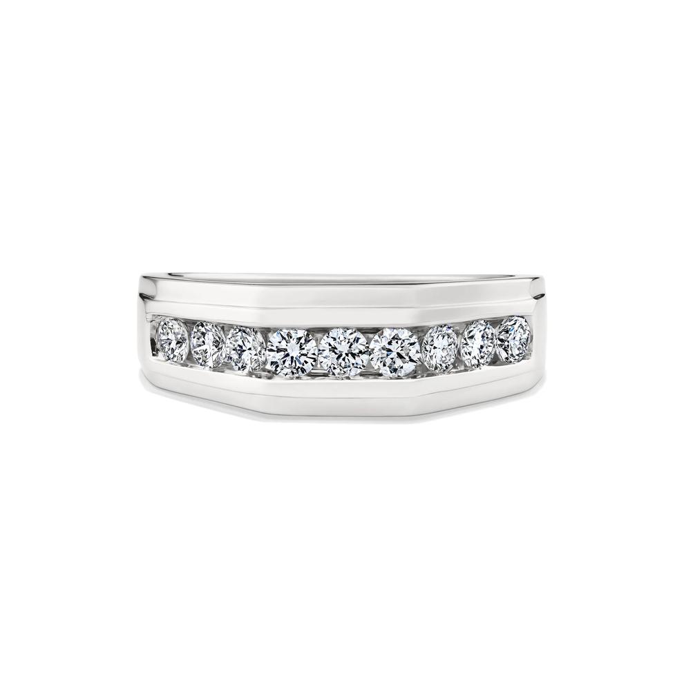 Men's Lab Grown Diamond Geometric Band in 10K White Gold (3/4 ct. tw.) – Image 1 of 4