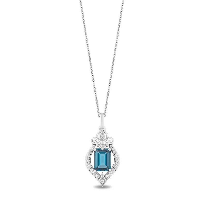 Diamond &amp; London Blue Topaz &quot;Cinderella&quot; Shield Pendant in Sterling Silver &#40;1/5 ct. tw.&#41; – Image 1 of 2