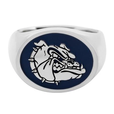 Oval Gonzaga Bulldog Signet Ring in Palladium Silver