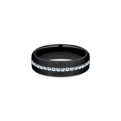 Men's Lab Grown Diamond Wedding Band in Black Titanium, 6.5mm