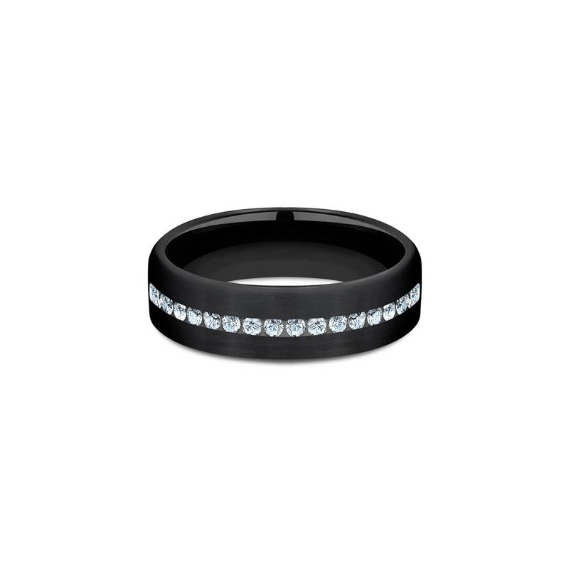 Men&#39;s Lab Grown Diamond Wedding Band in Black Titanium, 6.5mm – Image 1 of 3