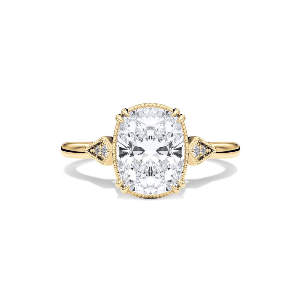 Lab Grown Diamond Elongated Cushion-Cut Center Engagement Ring in 14K Yellow Gold (2 ct. tw.) – Image 1 of 4