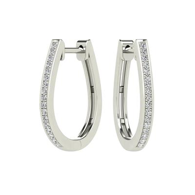 Diamond Hoop Earrings in 10K White Gold (1/8 ct. tw.)