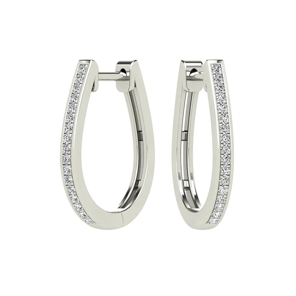 Diamond Hoop Earrings in 10K White Gold (1/8 ct. tw.) – Image 1 of 2