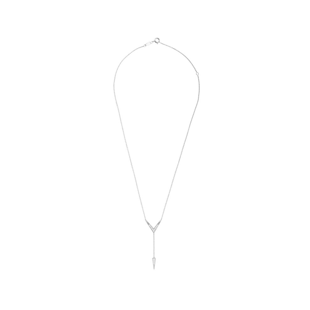 Diamond Chevron Lariat Necklace in 10K White Gold (1/6 ct. tw.) – Image 3 of 4