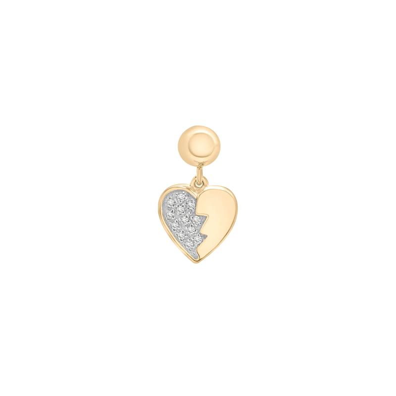 Diamond Accent Broken Heart Bead Charm in Sterling Silver – Image 1 of 3