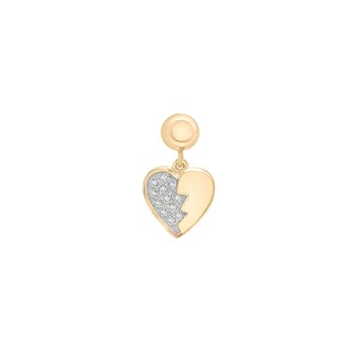 Diamond Accent Broken Heart Bead Charm in Sterling Silver