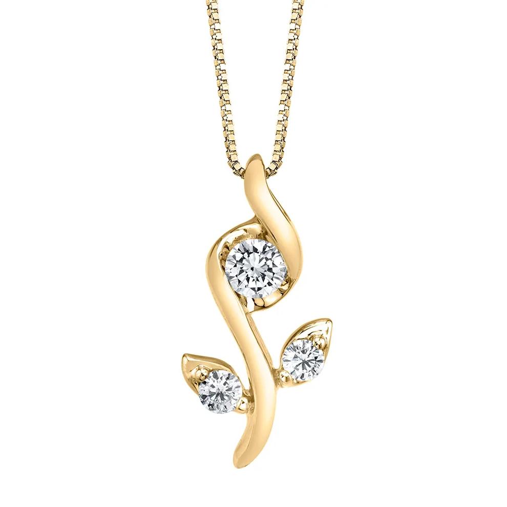 Diamond Rose Pendant in 10K Yellow Gold – Image 1 of 2