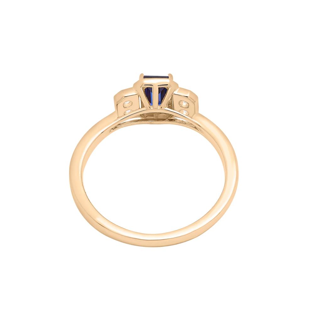 Lab-Created Blue Sapphire and Lab-Created White Sapphire Vintage Ring in Vermeil – Image 4 of 7