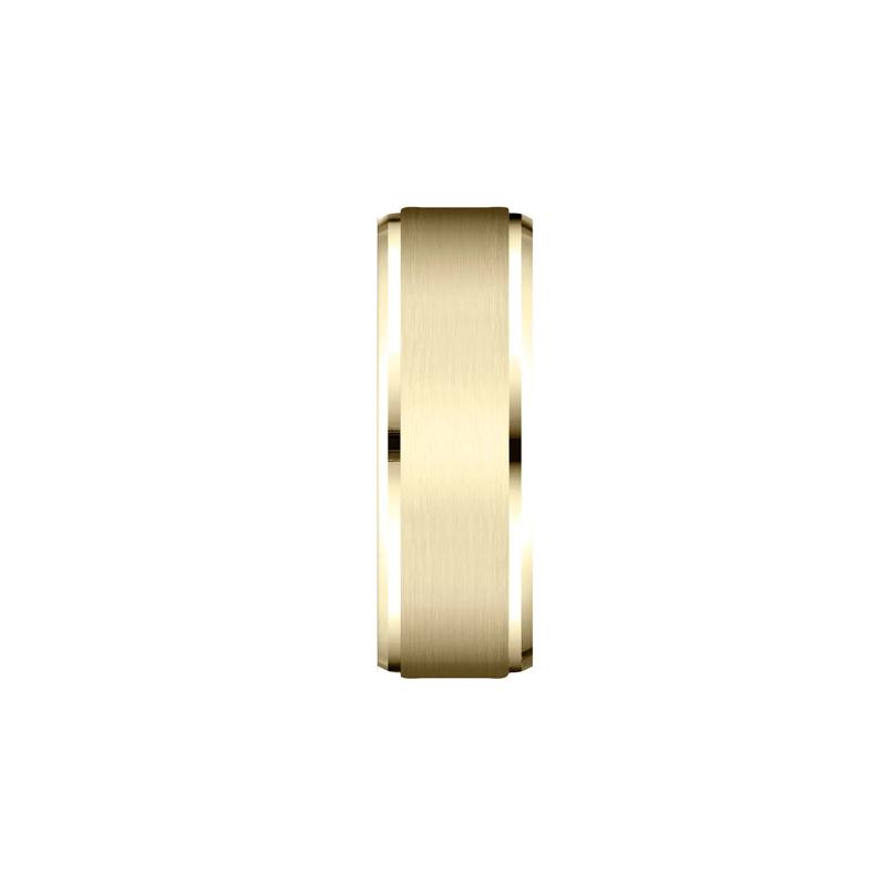 Men&rsquo;s Bevel Edge Satin Wedding Band in 14K Yellow Gold, 8MM – Image 3 of 3