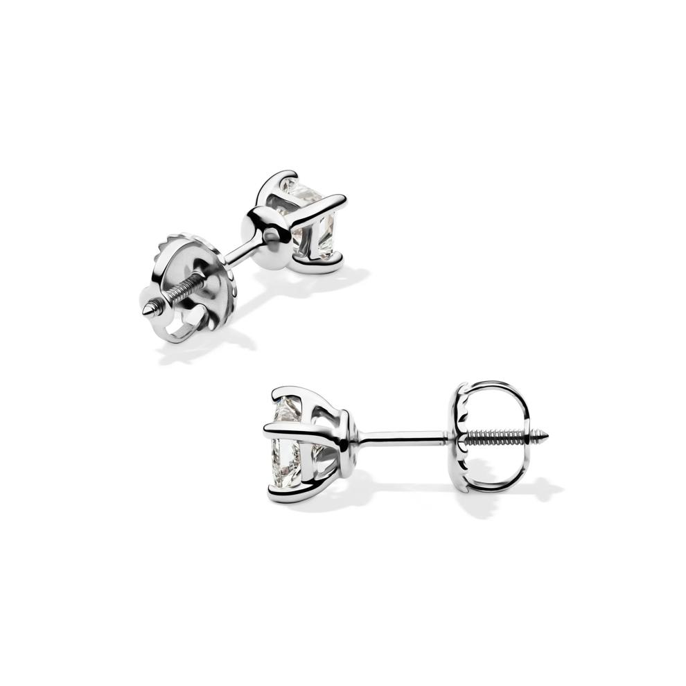 Lab Grown Diamond Stud Earrings with Princess-Cut Solitaires in 14K White Gold (1/2 ct. tw.)  – Image 2 of 3