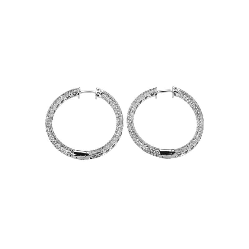 Lab Created White Sapphire Hoop Earrings in Sterling Silver – Image 1 of 1