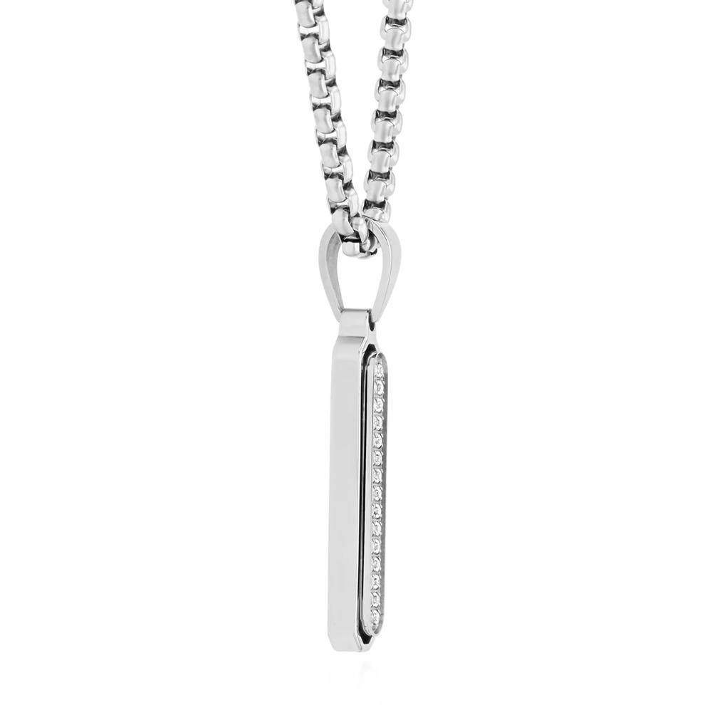 Men's Diamond Stick Pendant in Stainless Steel (1/7 ct. tw.) – Image 2 of 3
