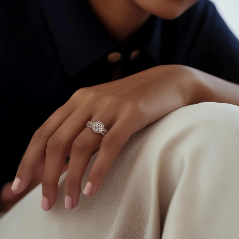 Diamond Double Halo Engagement Ring in 14K White Gold (1 ct. tw.) – Image 5 of 5