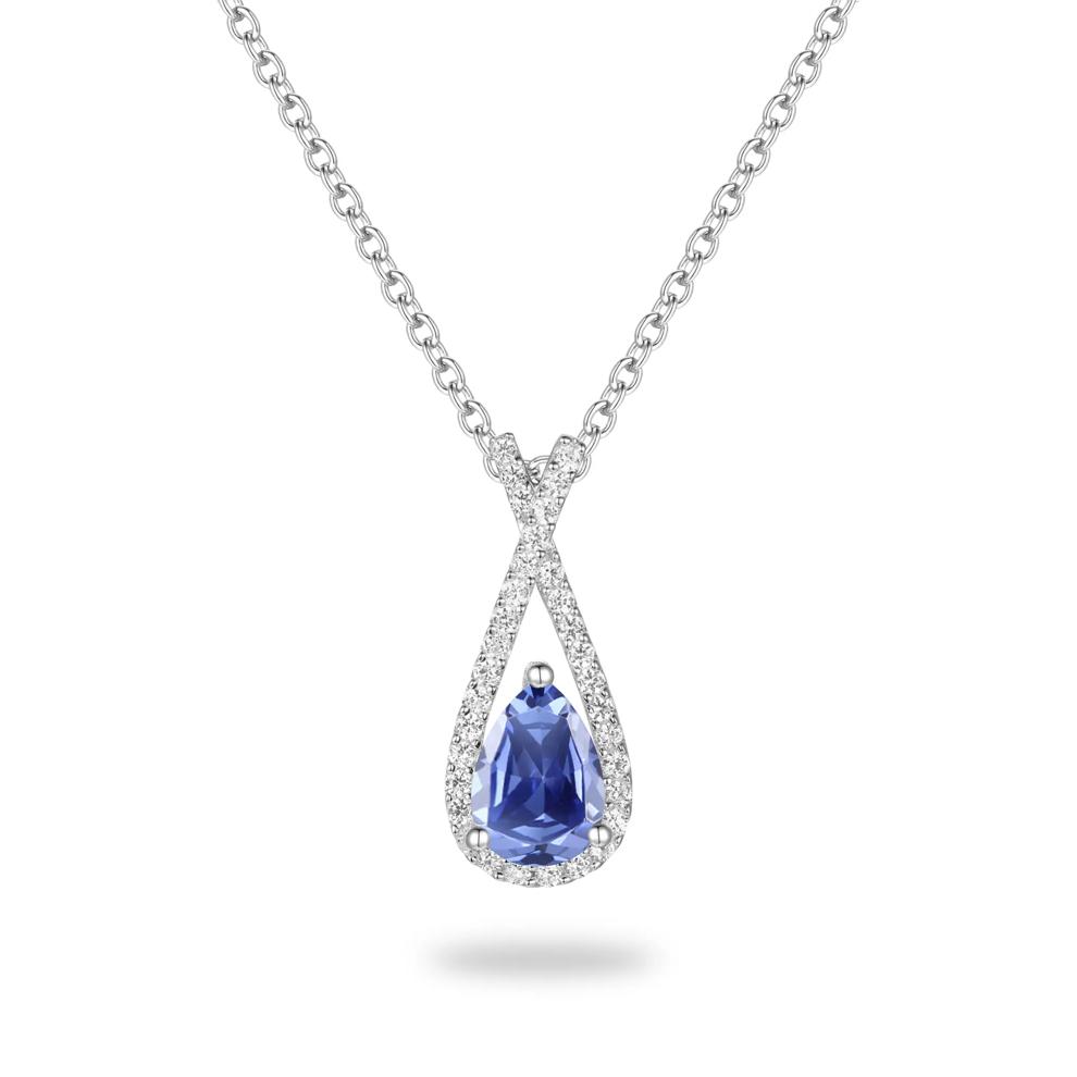 Pear-Shaped Tanzanite &amp; Diamond Pendant Necklace in 10K White Gold (1/7 ct. tw.) – Image 1 of 4