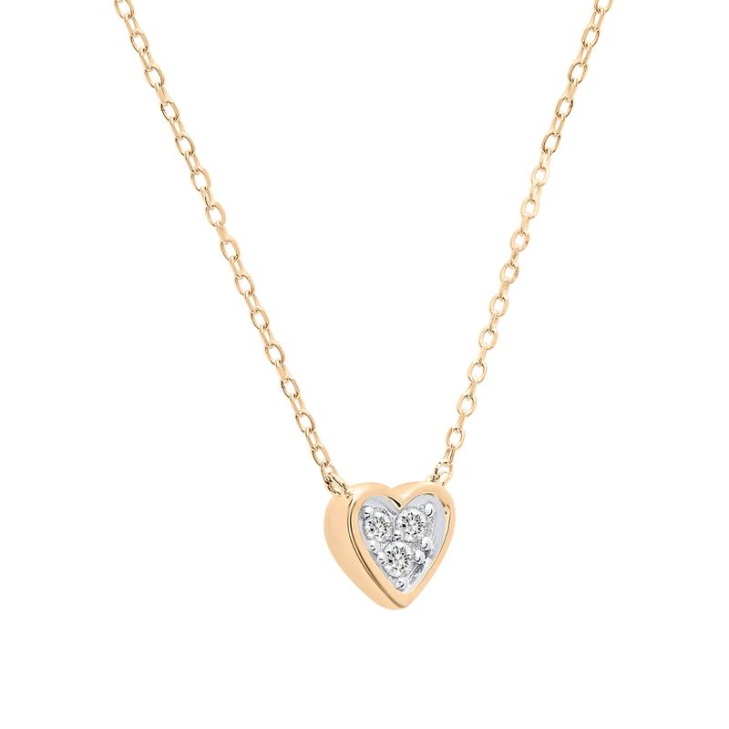 Diamond Heart Necklace in 14K Yellow Gold &#40;1/10 ct. tw.&#41; – Image 2 of 6