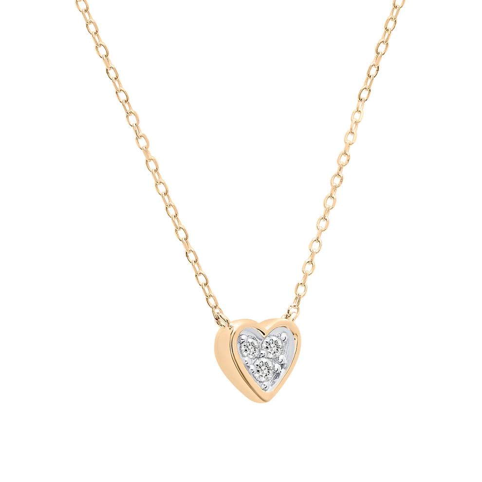 Diamond Heart Necklace in 14K Yellow Gold (1/10 ct. tw.) – Image 2 of 6