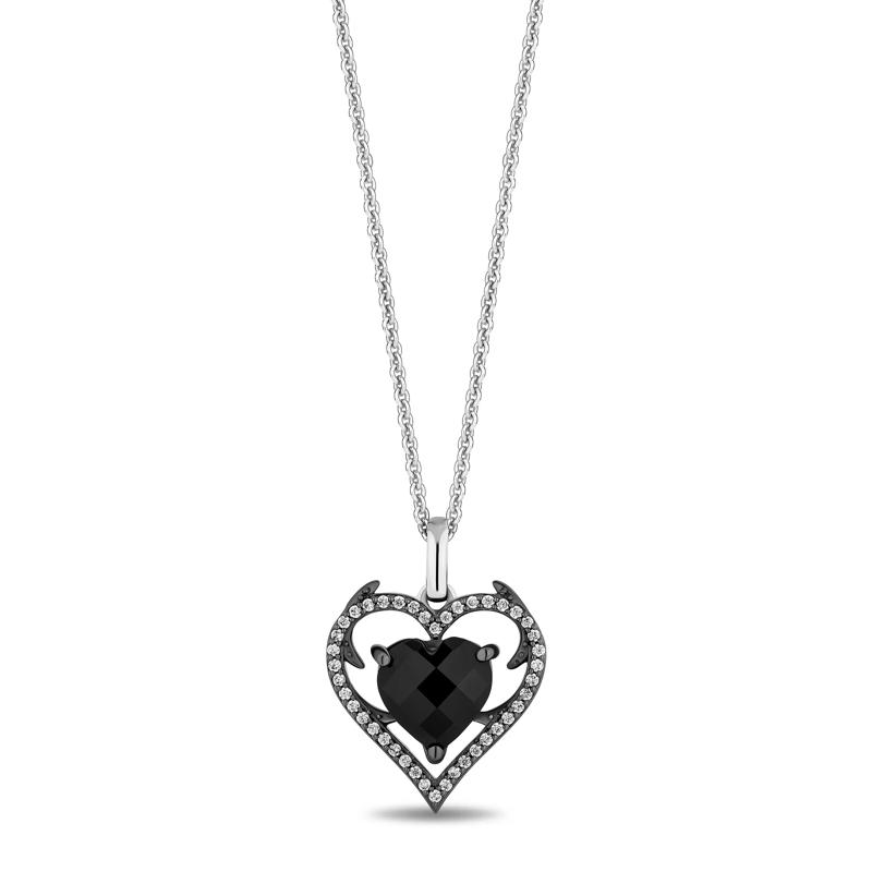 Maleficent Black Onyx and Diamond Heart Pendant in Sterling Silver – Image 1 of 3