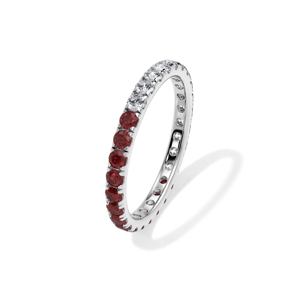 Lab Grown Diamond and Lab-Created Ruby Eternity Band in 14K White Gold (1/2 ct. tw.) – Image 4 of 4