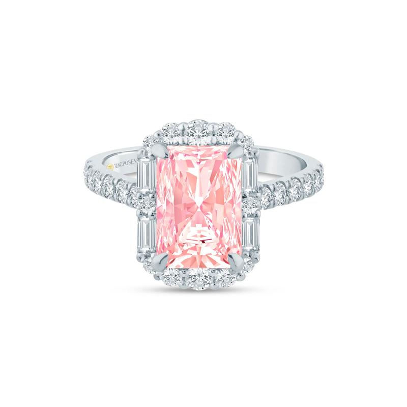 Lab Grown Pink and White Diamond Engagement Ring in 14K White and Yellow Gold &#40;3 ct. tw.&#41; – Image 1 of 3