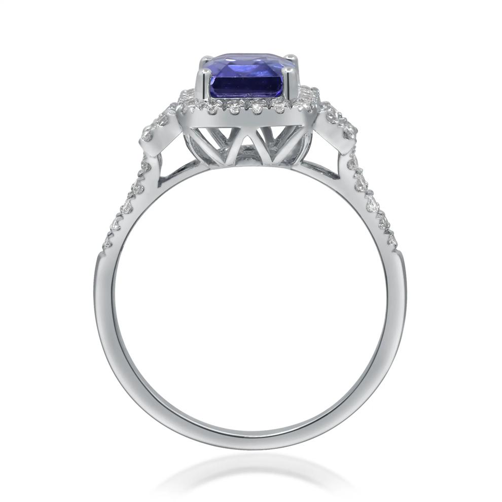 Limited Edition Emerald-Cut Tanzanite &amp; Diamond Ring in 14K White Gold (1/2 ct. tw.) – Image 2 of 4
