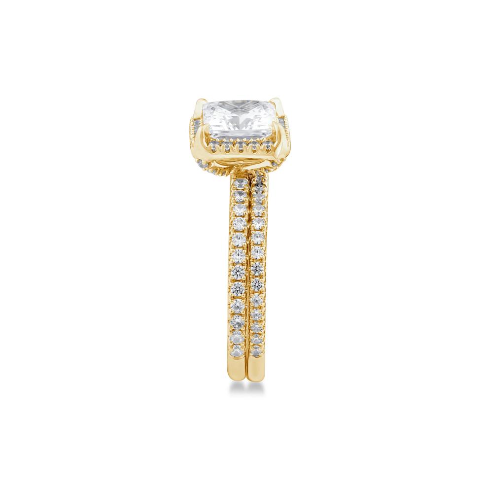 Lab Grown Diamond Princess-Cut Halo Bridal Set in 14K Yellow Gold (2 3/4 ct. tw.) – Image 3 of 3