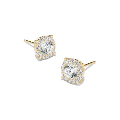Lab Grown Diamond Round Halo Earrings in 14K Gold