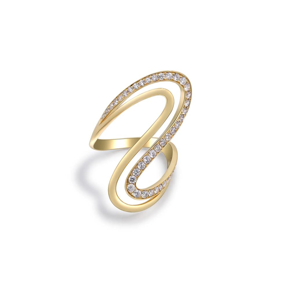 Diamond Swirl Cocktail Ring in 10K Yellow Gold (3/4 ct. tw.) – Image 1 of 5