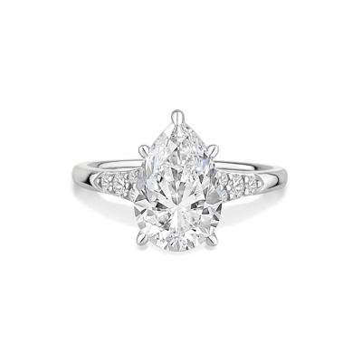 Lab Grown Diamond Pear-Shaped Center Engagement Ring in 14K White Gold (2 3/4 ct. tw.)