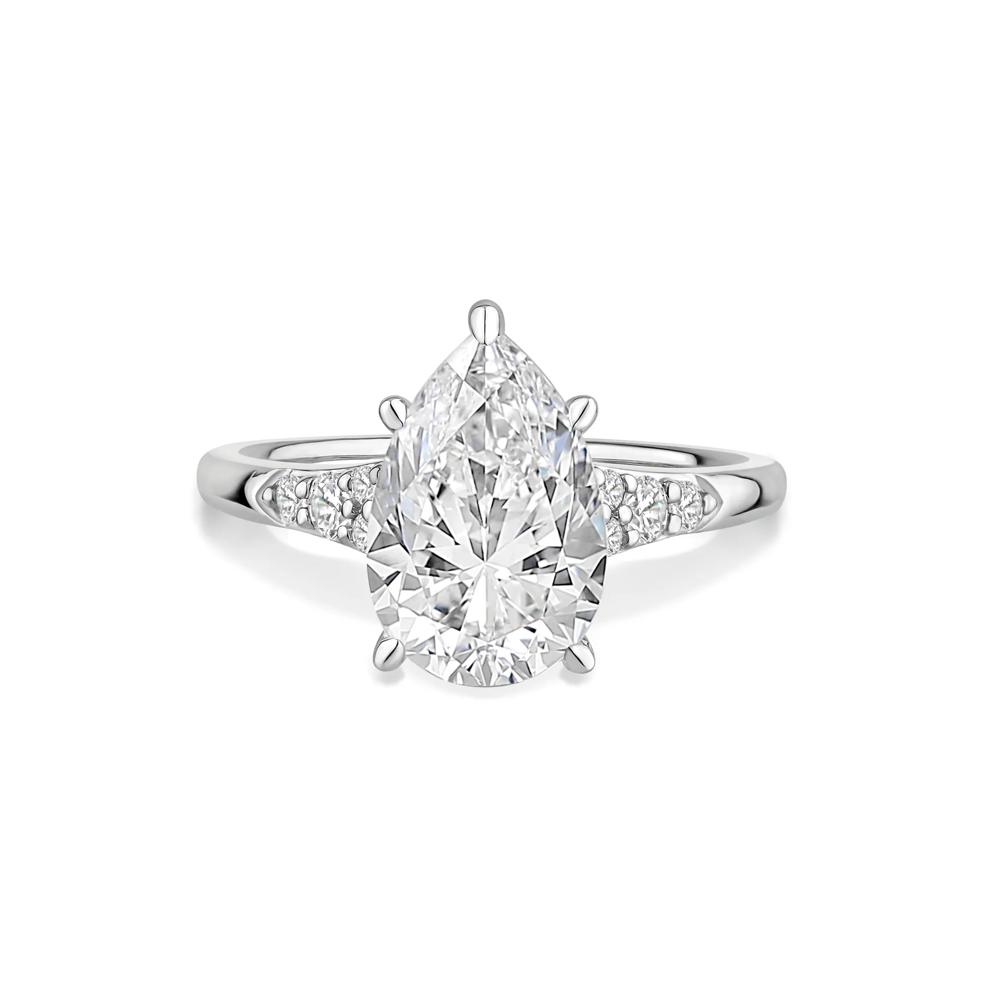 Lab Grown Diamond Pear-Shaped Center Engagement Ring in 14K White Gold (2 3/4 ct. tw.) – Image 1 of 4