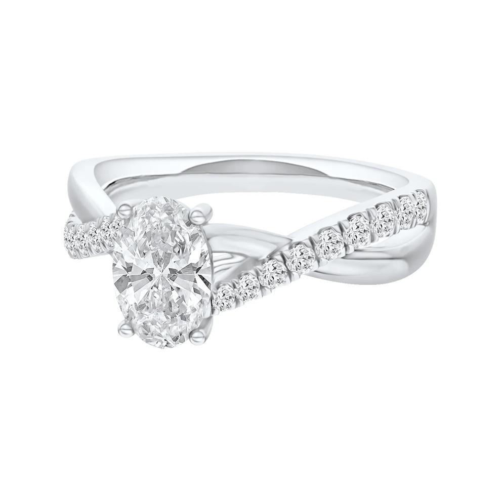Diamond Oval Halo Engagement Ring – Image 2 of 5