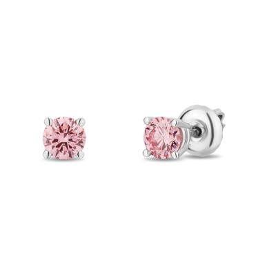 Lab Grown Diamond Pink Stud Earrings in 14K White Gold