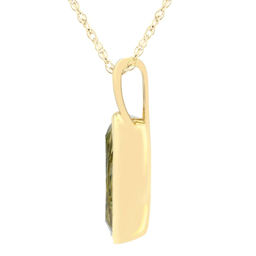 Green Quartz and Diamond Accent Pendant in 10K Yellow Gold – Image 2 of 3