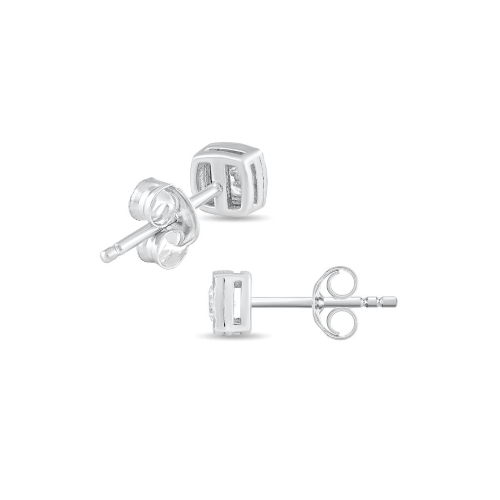 Diamond Illusion Plate Stud Earrings in 10K White Gold (1/4 ct. tw.) – Image 2 of 2