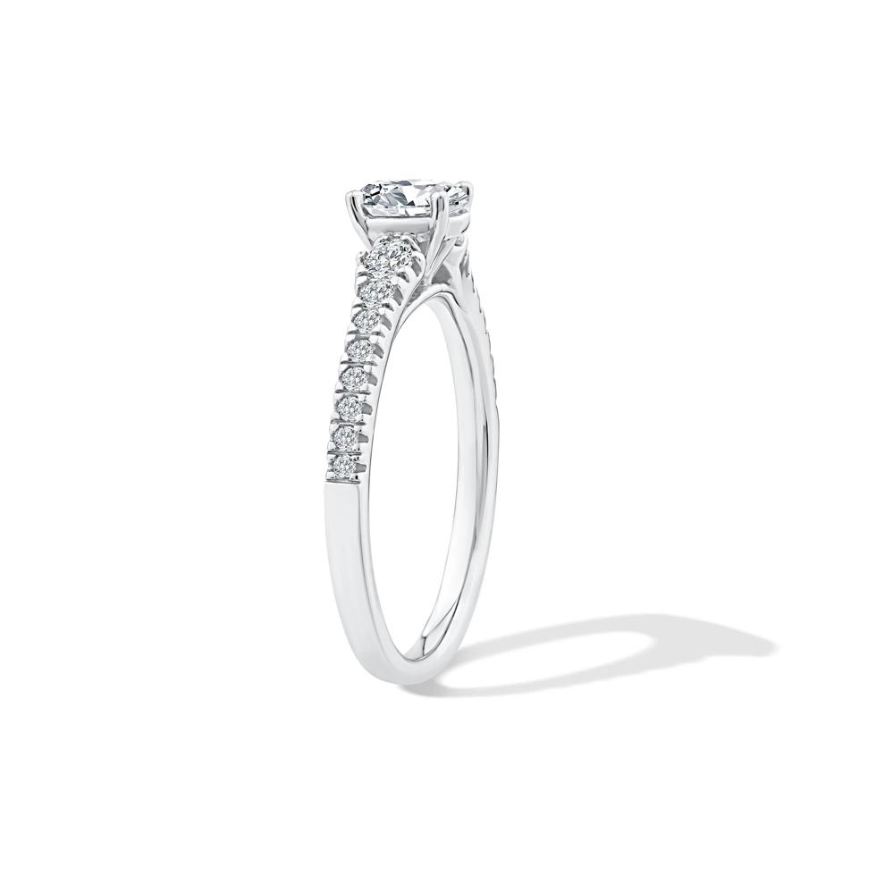 Diamond Oval Center Engagement Ring in 14K White Gold (3/4 ct. tw.) – Image 3 of 4
