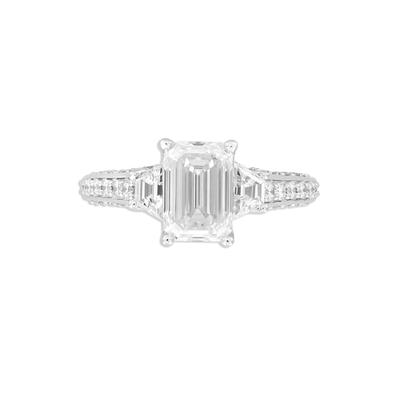 Lab Grown Diamond Emerald-Cut Center Engagement Ring in 14K White Gold (3 ct. tw.)