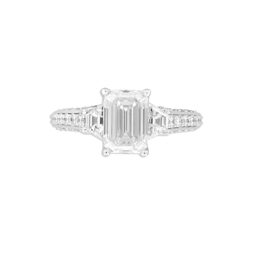 Lab Grown Diamond Emerald-Cut Center Engagement Ring in 14K White Gold (3 ct. tw.) – Image 1 of 4