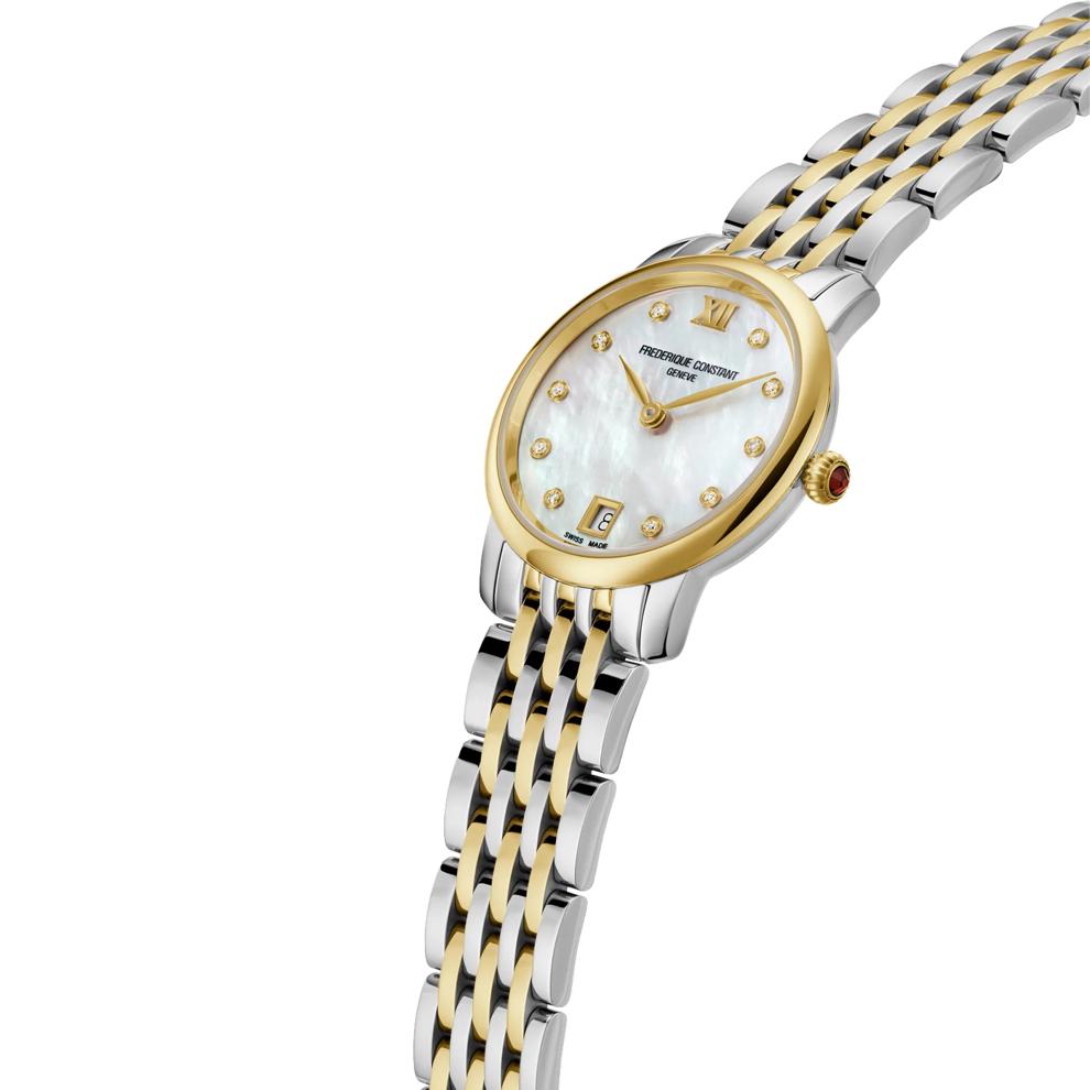 Ladies Classics Slimline Watch With a Mother-Of-Pearl Dial and Two-Toned Stainless Steel Bracelet – Image 3 of 3