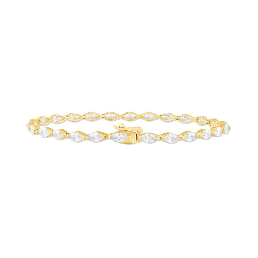 Lab Grown Diamond Marquise Line Bracelet in 10K Yellow Gold, 7.25" (4 ct. tw.) – Image 2 of 2