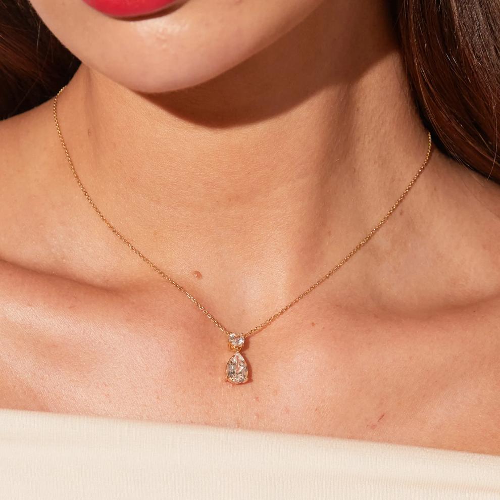 Lab-Created White Sapphire Drop Pendant in Vermeil – Image 5 of 8