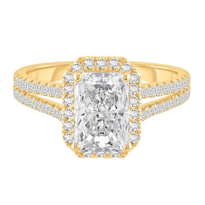 Lab Grown Diamond Radiant-Cut Halo Engagement Ring in 14K Yellow Gold (3 ct. tw.)
