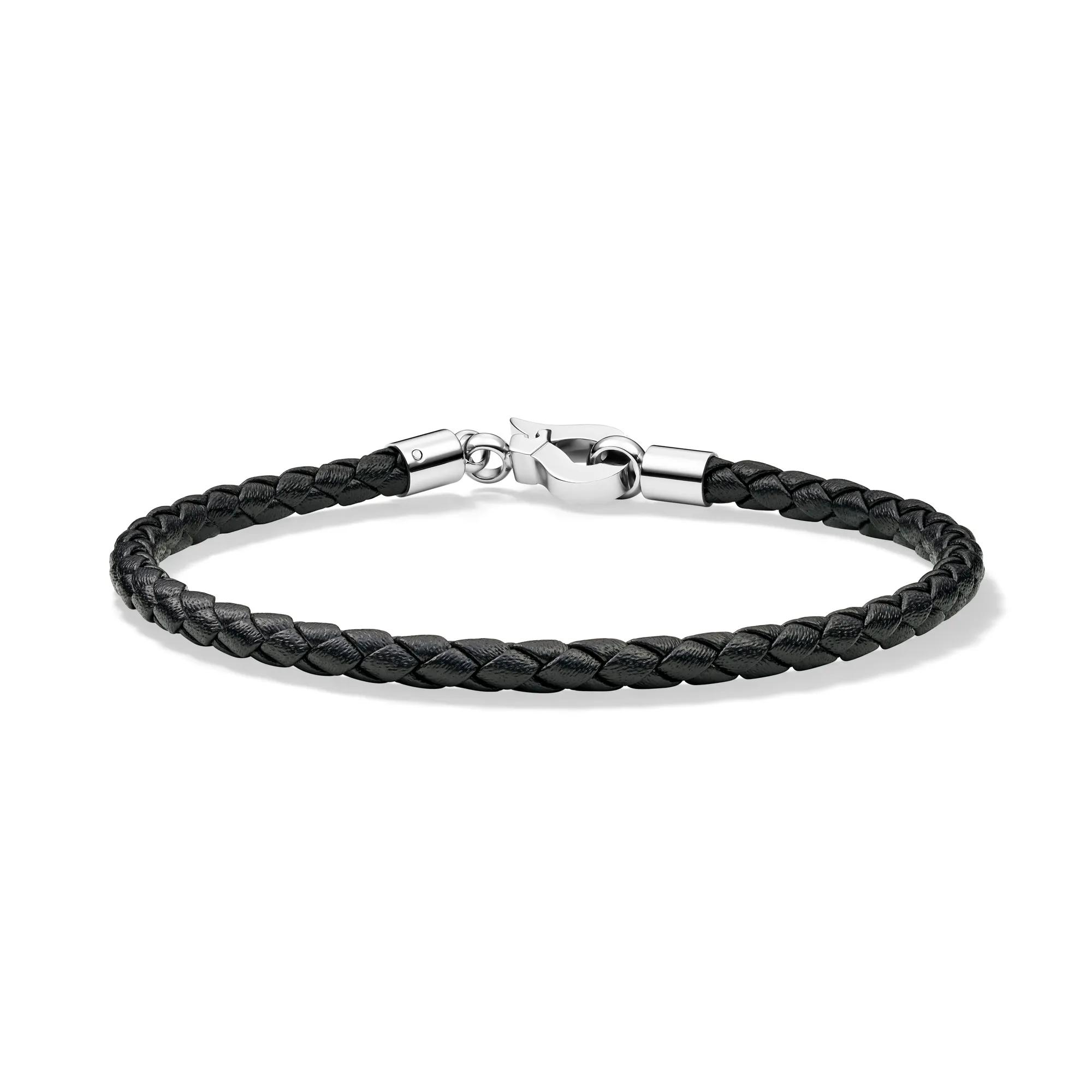 Wilkes & Forge Men's Black Woven Leather Bracelet