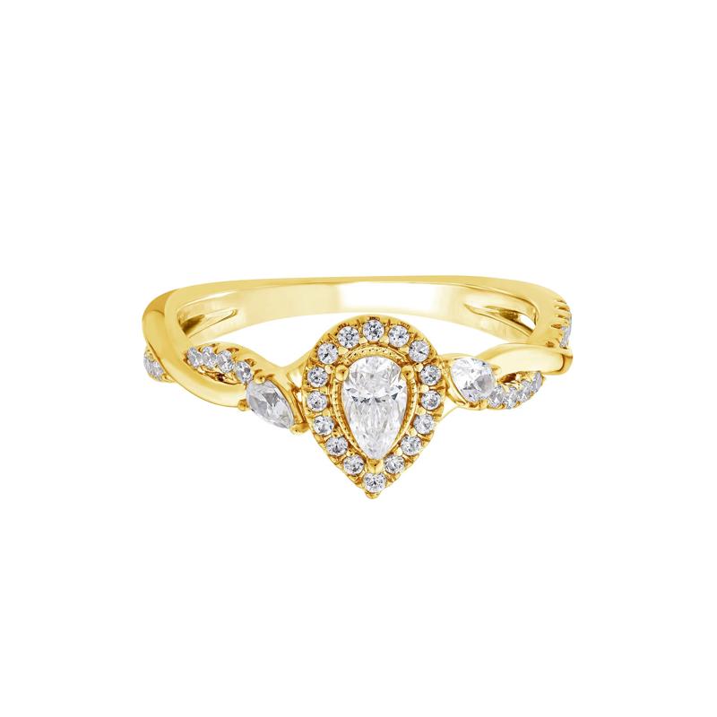 Pear-Shaped Diamond Engagement Ring in 14K Yellow Gold &#40;1/2 ct. tw.&#41; – Image 1 of 3