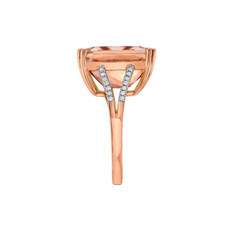 Cushion-Cut Morganite &amp; Diamond Ring in 14K Rose Gold &#40;1/8 ct. tw.&#41; – Image 3 of 5