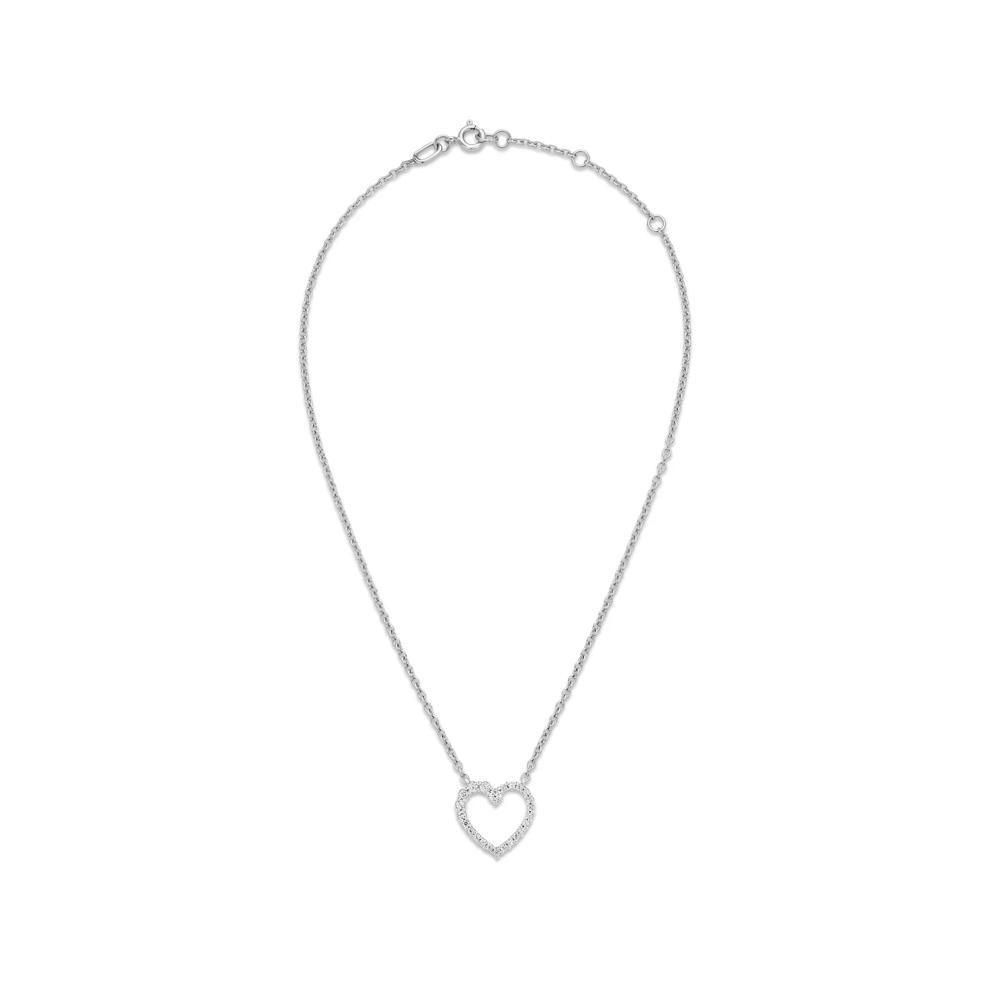 Diamond Open Heart Pendant Necklace in Sterling Silver (1/4 ct. tw.) – Image 3 of 4