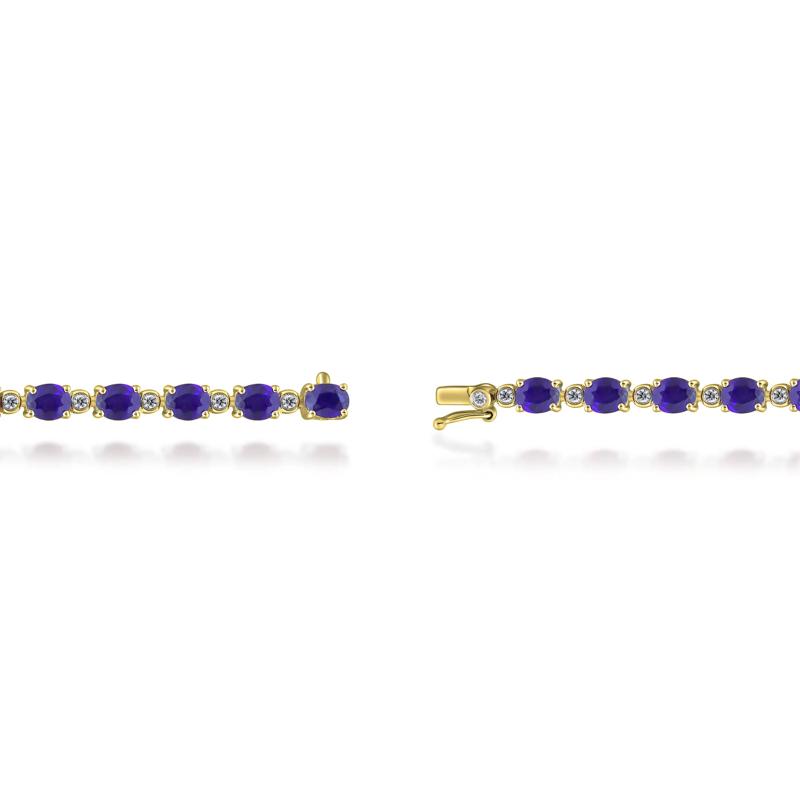 Oval-Shaped Tanzanite &amp; Diamond Bracelet in 14K Yellow Gold &#40;1/3 ct. tw.&#41; – Image 3 of 3